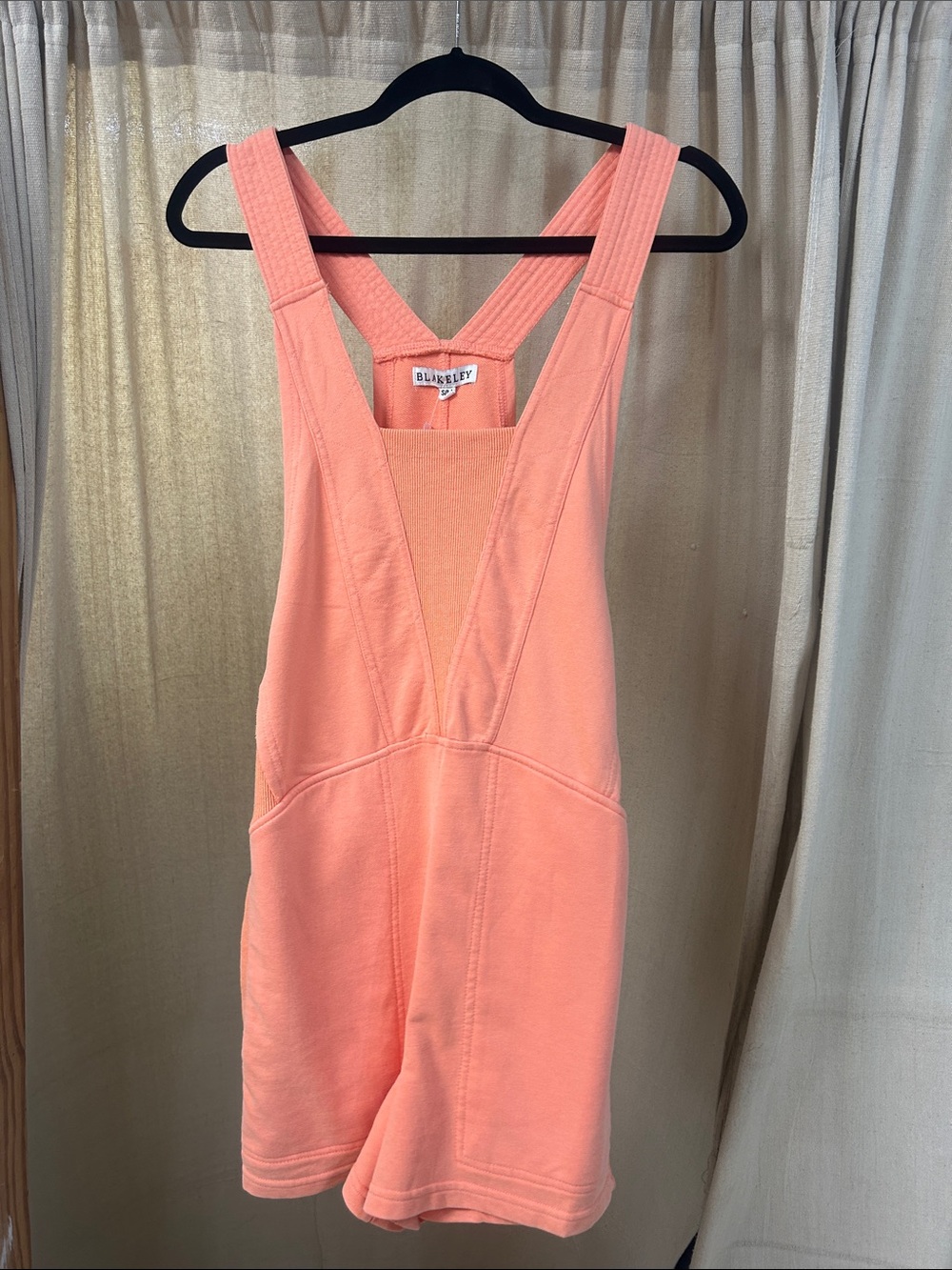 Blakeley Coral-Peach Knit Overall Romper